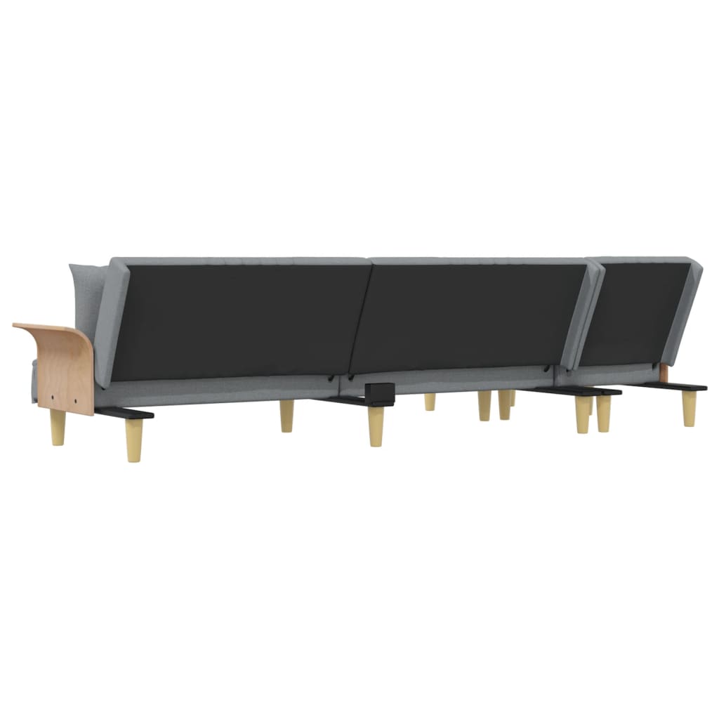 L-shaped sofa bed light grey 279x140x70 cm fabric