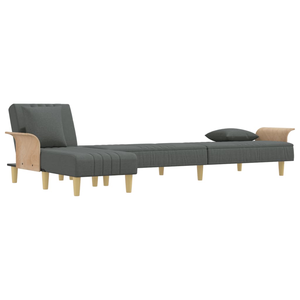 L-shaped sofa bed in dark grey 279x140x70 cm fabric