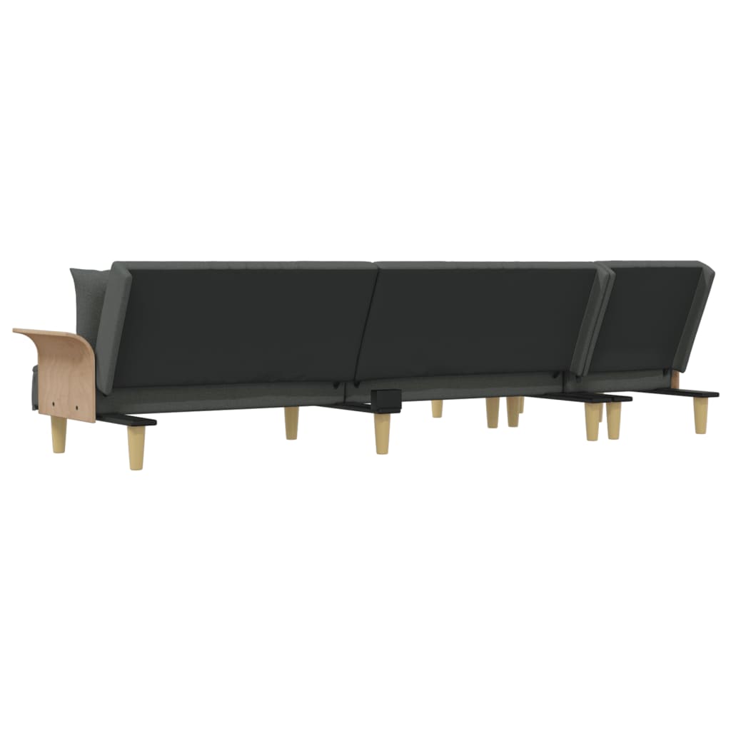 L-shaped sofa bed in dark grey 279x140x70 cm fabric