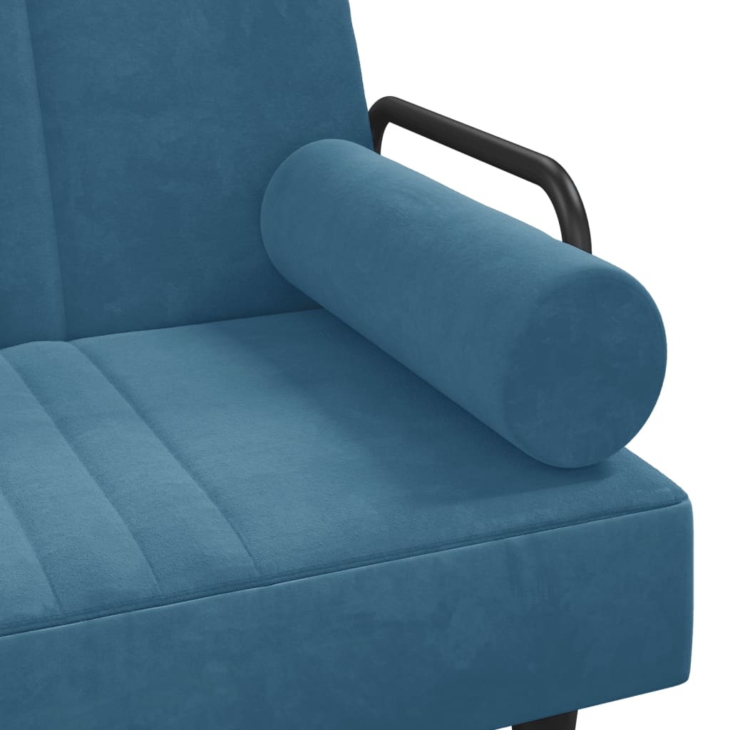 L-shaped sofa bed blue 260x140x70 cm velvet