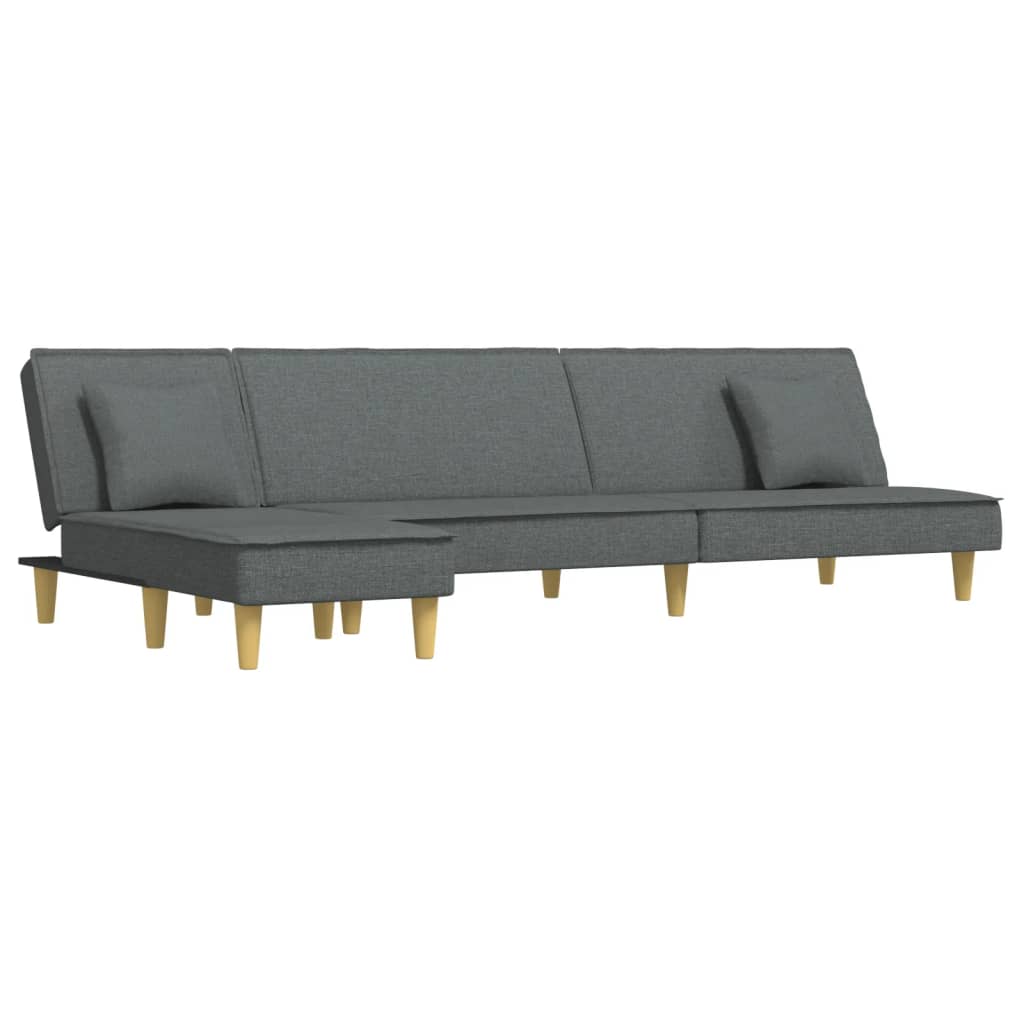 L-shaped sofa bed in dark grey 255x140x70 cm fabric
