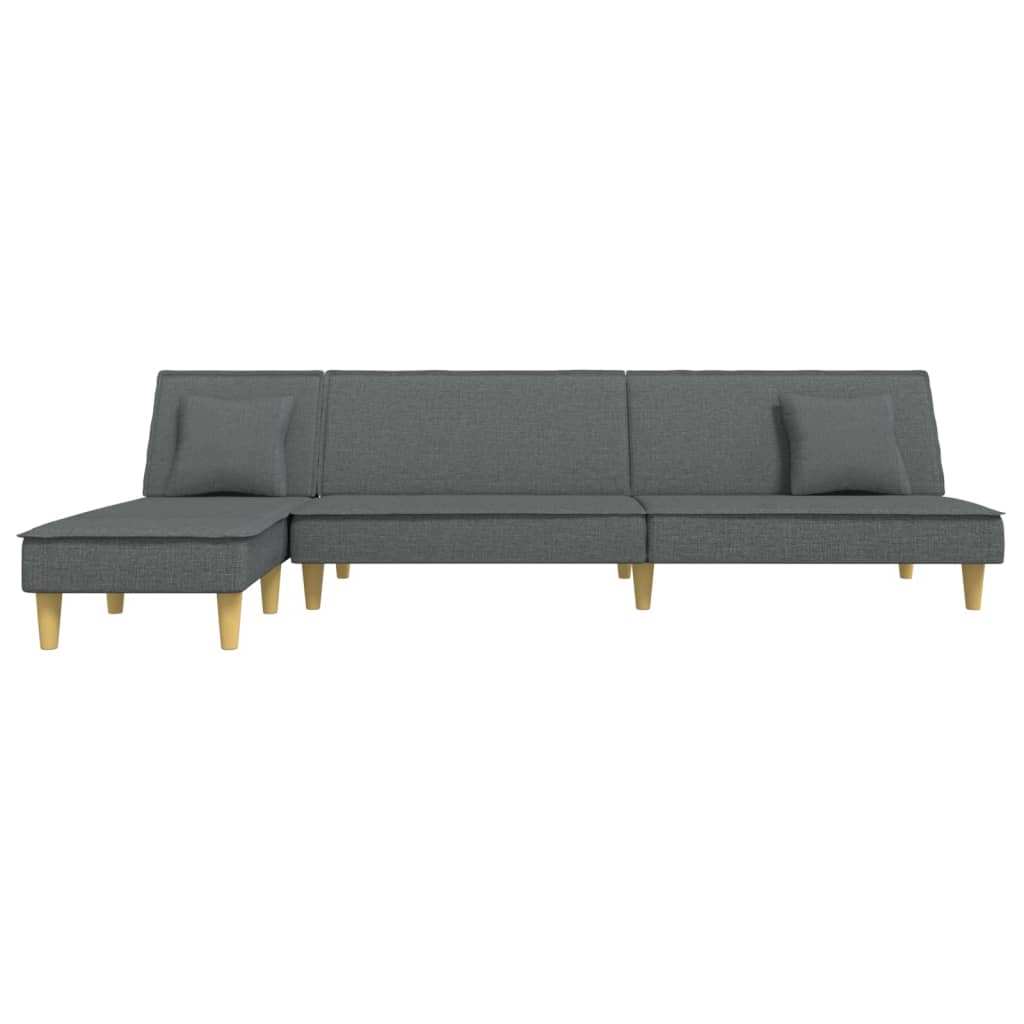 L-shaped sofa bed in dark grey 255x140x70 cm fabric