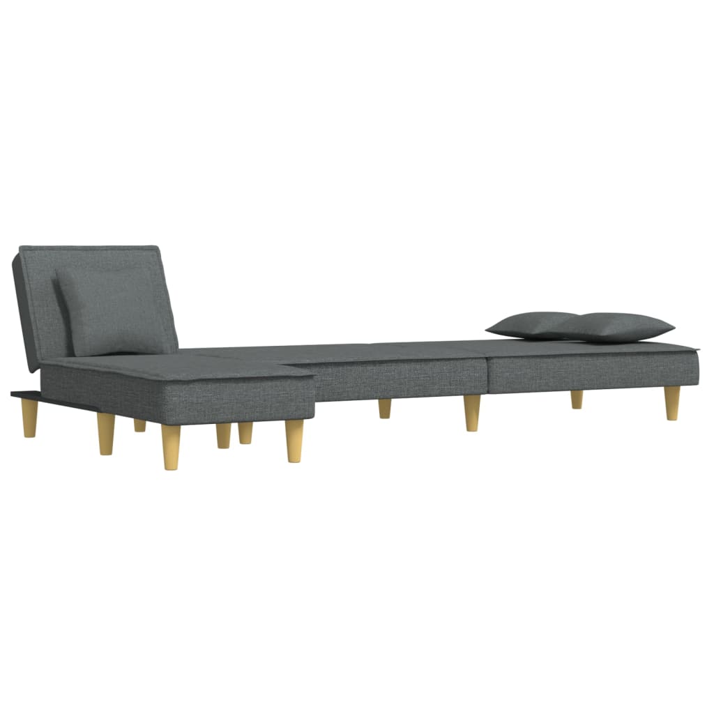 L-shaped sofa bed in dark grey 255x140x70 cm fabric