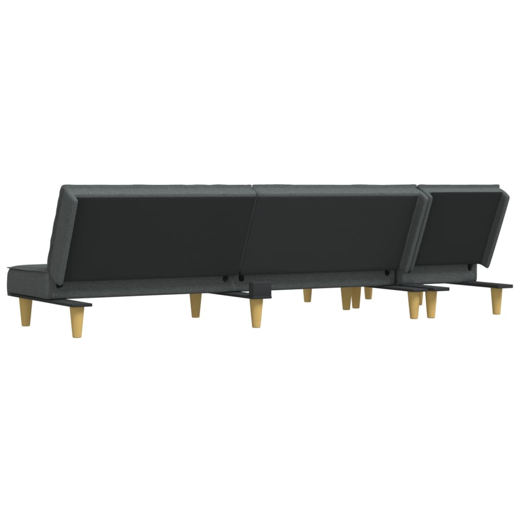L-shaped sofa bed in dark grey 255x140x70 cm fabric