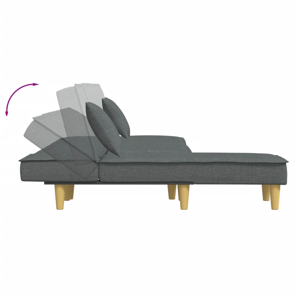 L-shaped sofa bed in dark grey 255x140x70 cm fabric
