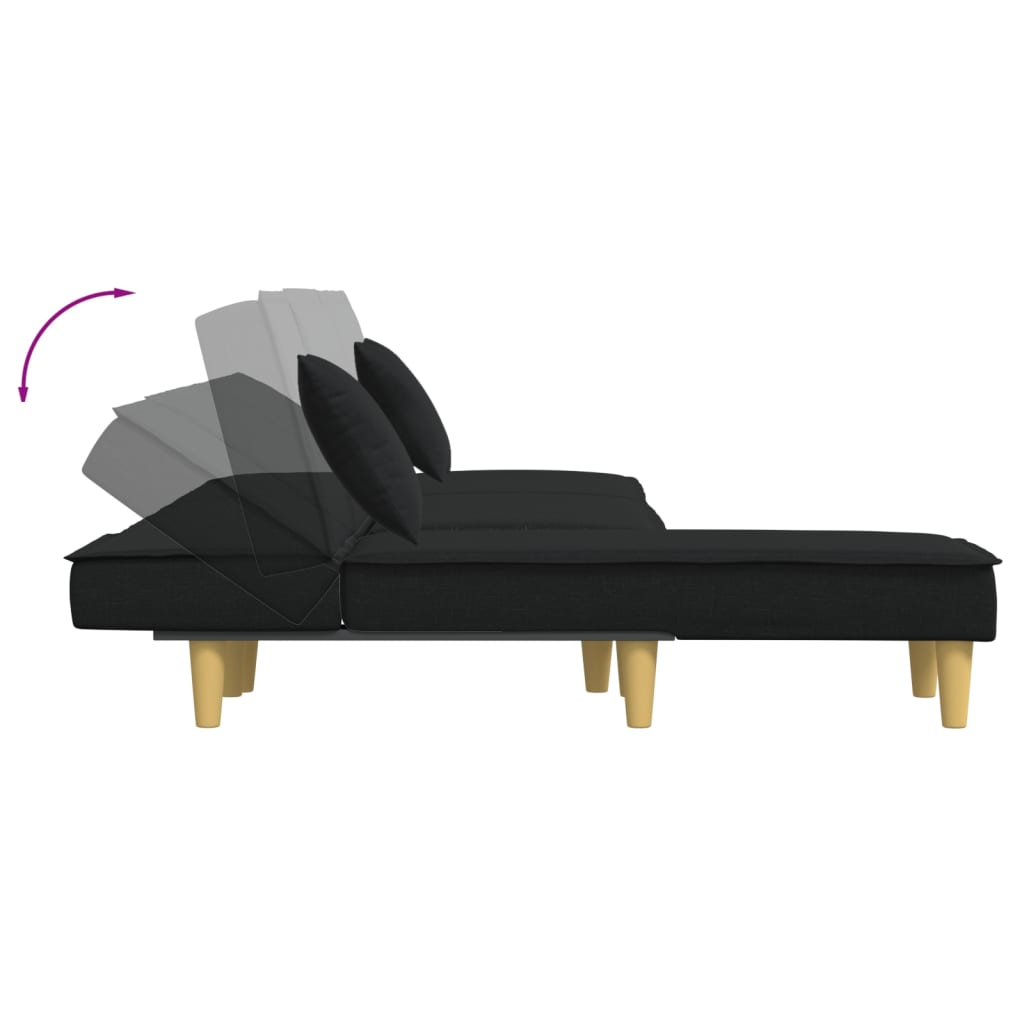 L-shaped sofa bed black 255x140x70 cm fabric