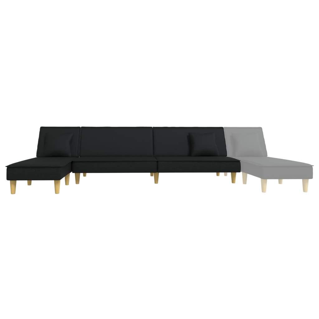 L-shaped sofa bed black 255x140x70 cm fabric