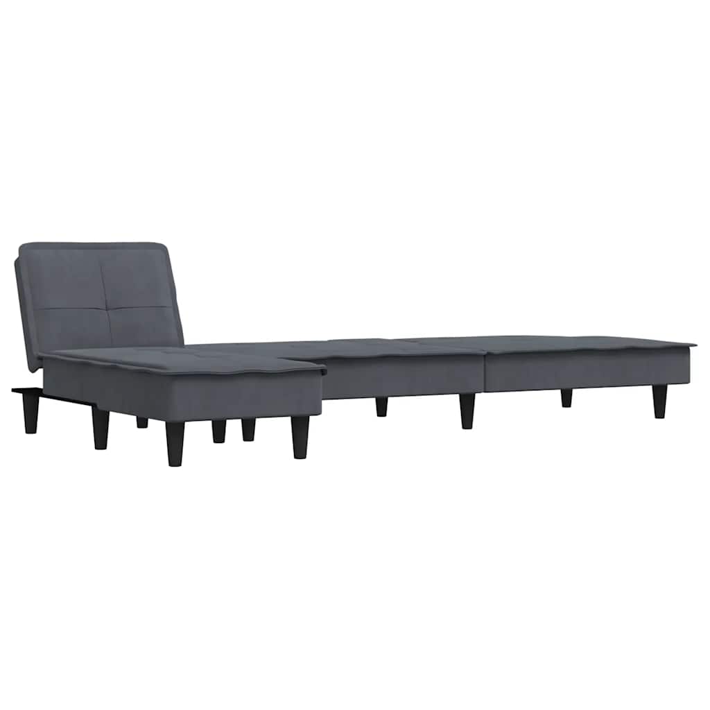 L-shaped sofa bed dark grey 255x140x70 cm velvet