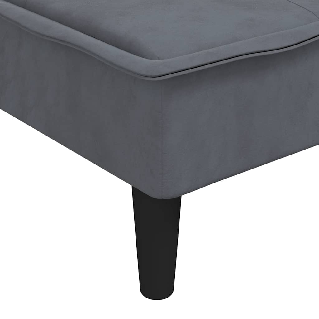 L-shaped sofa bed dark grey 255x140x70 cm velvet