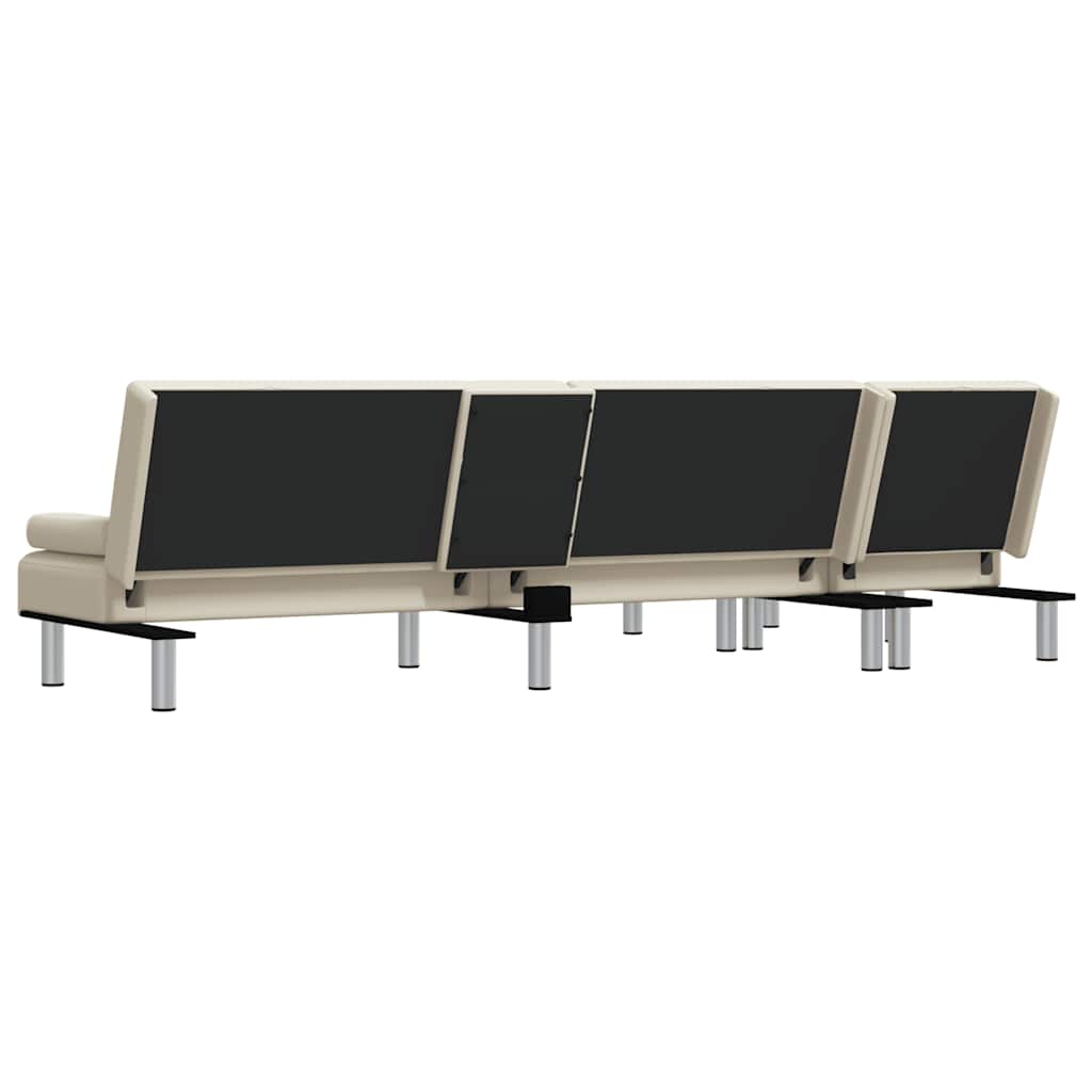 Schlafsofa in L-Form Creme 255x140x70 cm Kunstleder