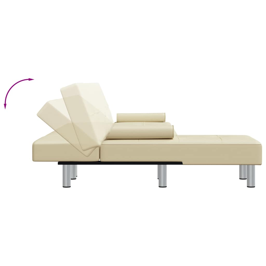Schlafsofa in L-Form Creme 255x140x70 cm Kunstleder