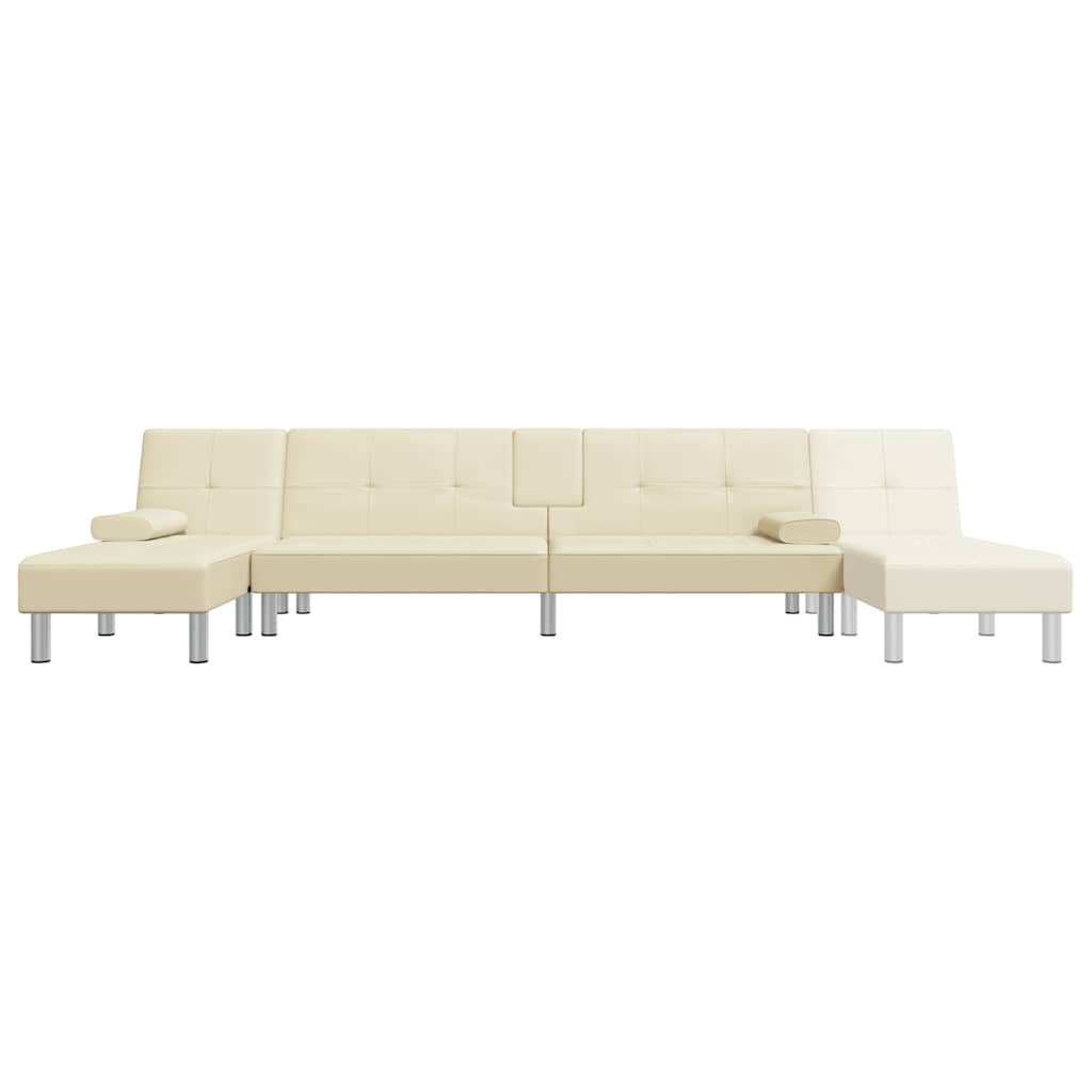 Schlafsofa in L-Form Creme 255x140x70 cm Kunstleder