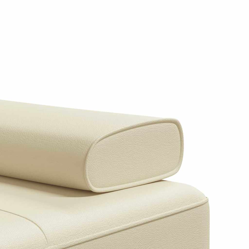 Schlafsofa in L-Form Creme 255x140x70 cm Kunstleder