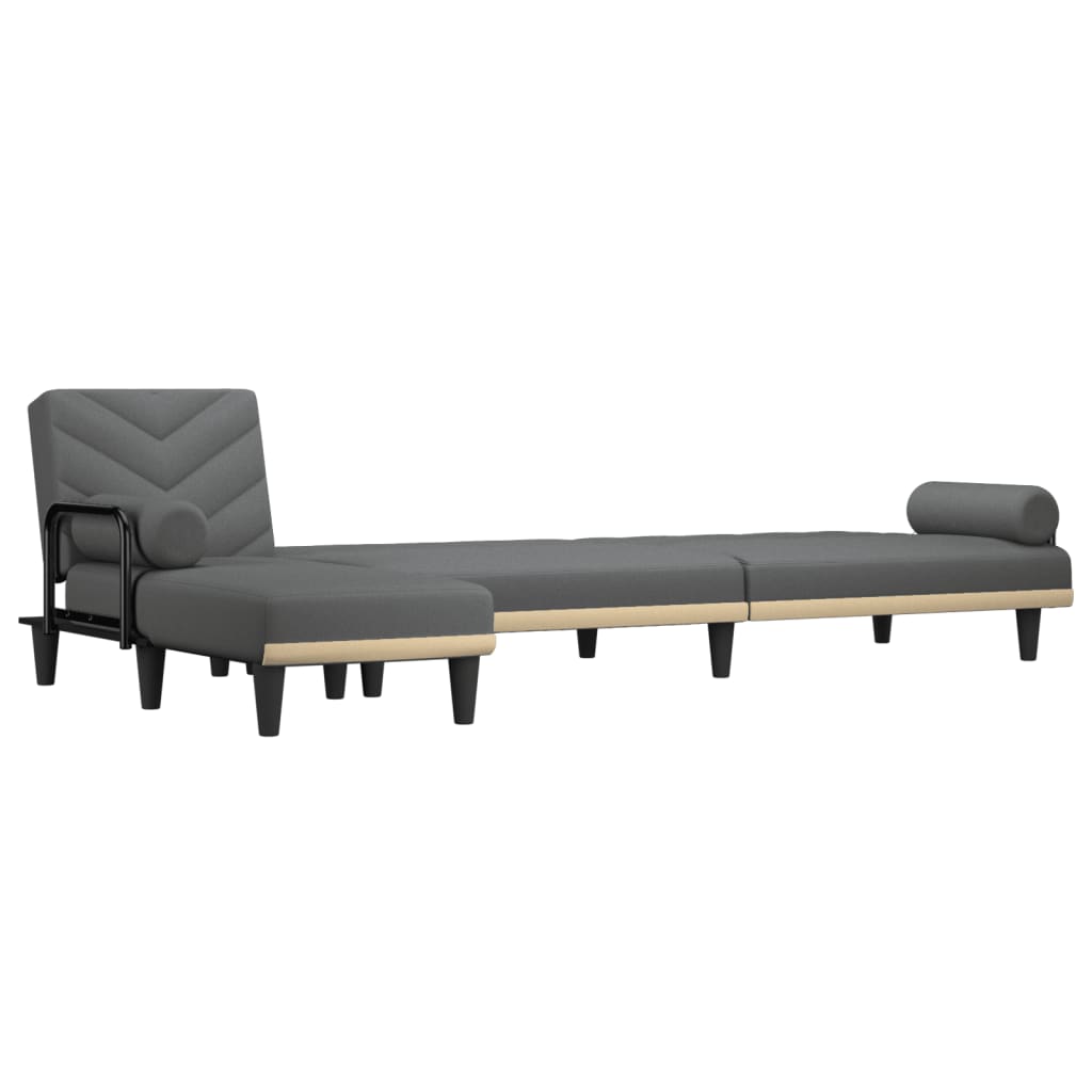 L-shaped sofa bed in dark grey 260x140x70 cm fabric