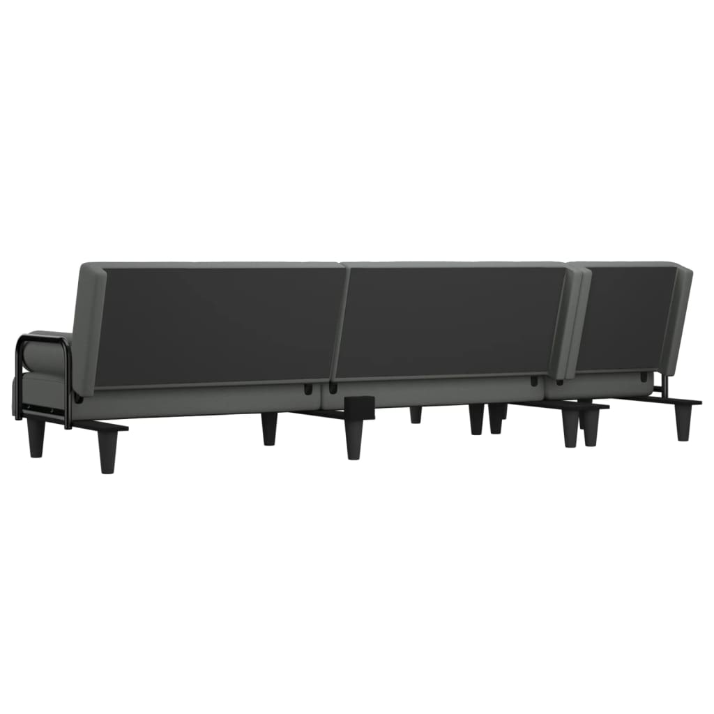L-shaped sofa bed in dark grey 260x140x70 cm fabric