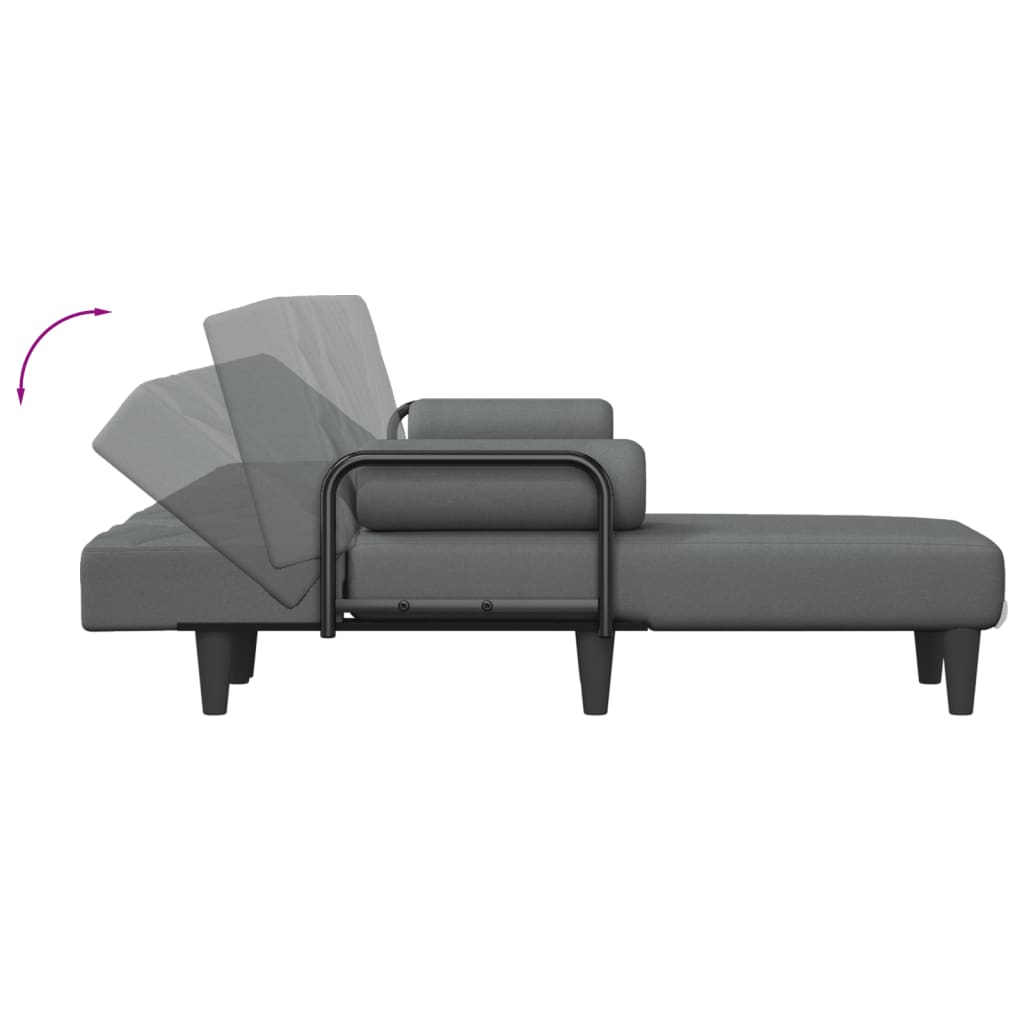 L-shaped sofa bed in dark grey 260x140x70 cm fabric