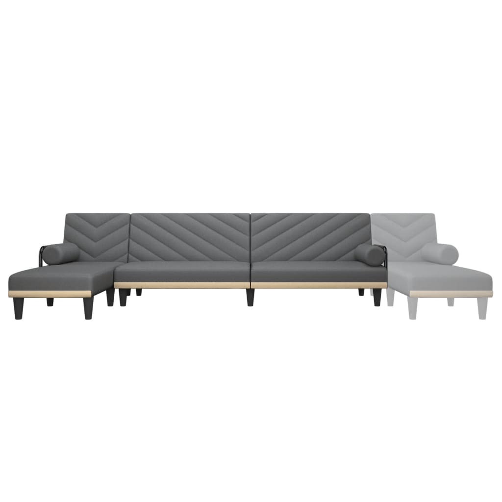 L-shaped sofa bed in dark grey 260x140x70 cm fabric