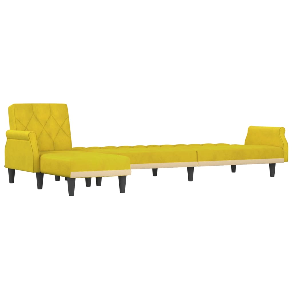 L-shaped sofa bed yellow 271x140x70 cm velvet