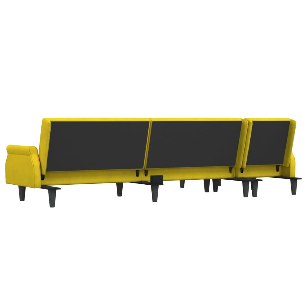 L-shaped sofa bed yellow 271x140x70 cm velvet