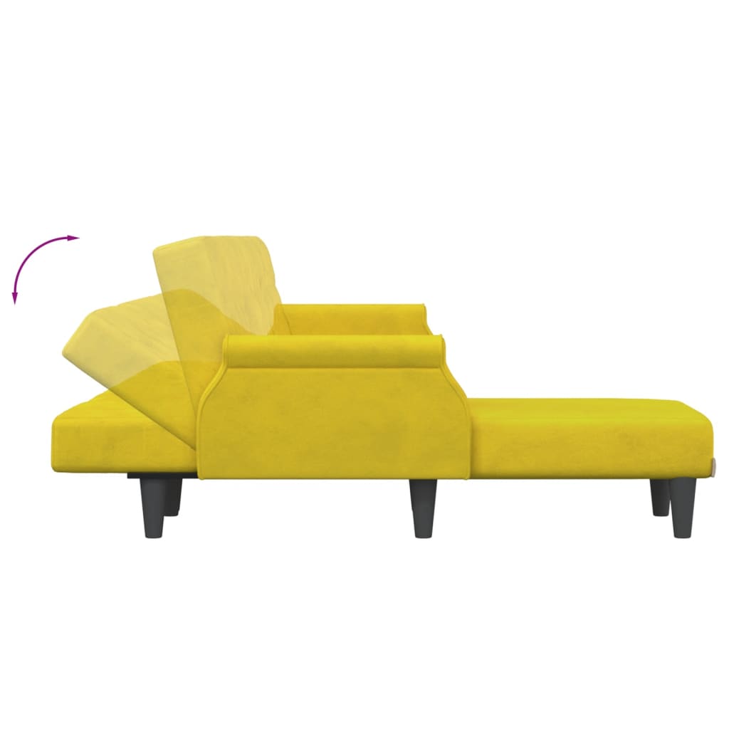 L-shaped sofa bed yellow 271x140x70 cm velvet