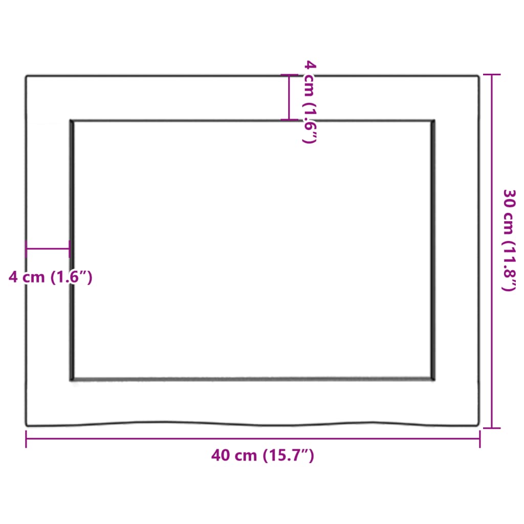 Waschtischplatte 40x30x(2-4) cm Massivholz Unbehandelt