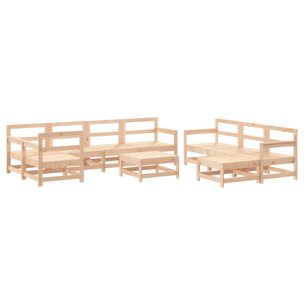 Salon de jardin 10 pièces avec coussins en bois massif