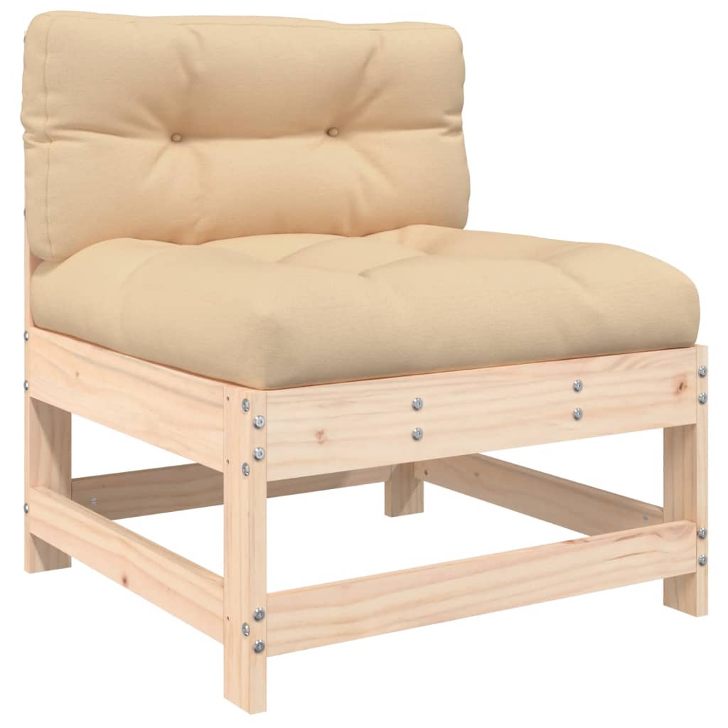 Salon de jardin 10 pièces avec coussins en bois massif