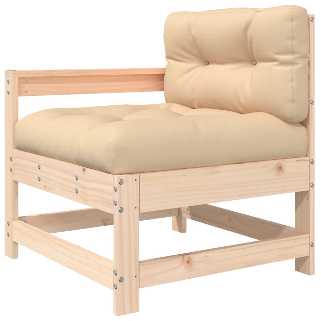 Salon de jardin 10 pièces avec coussins en bois massif