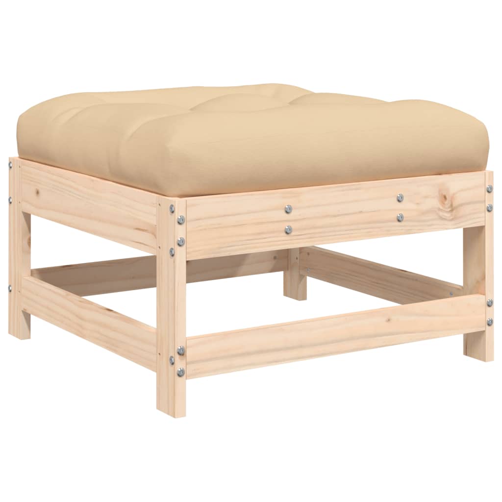 Salon de jardin 10 pièces avec coussins en bois massif
