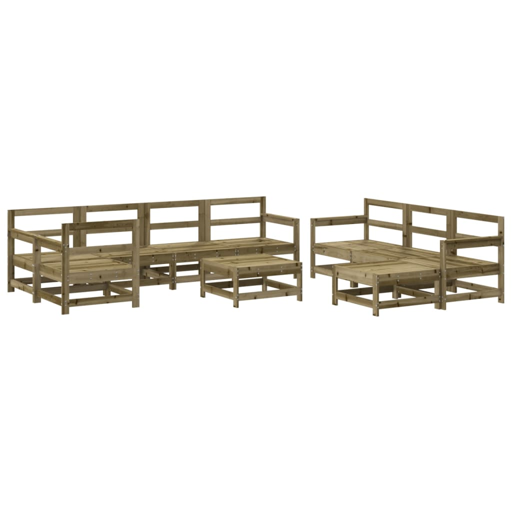 Salon de jardin 10 pièces avec coussins, en pin imprégné