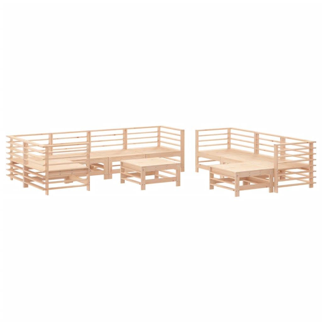 Salon de jardin 10 pièces avec coussins en bois massif