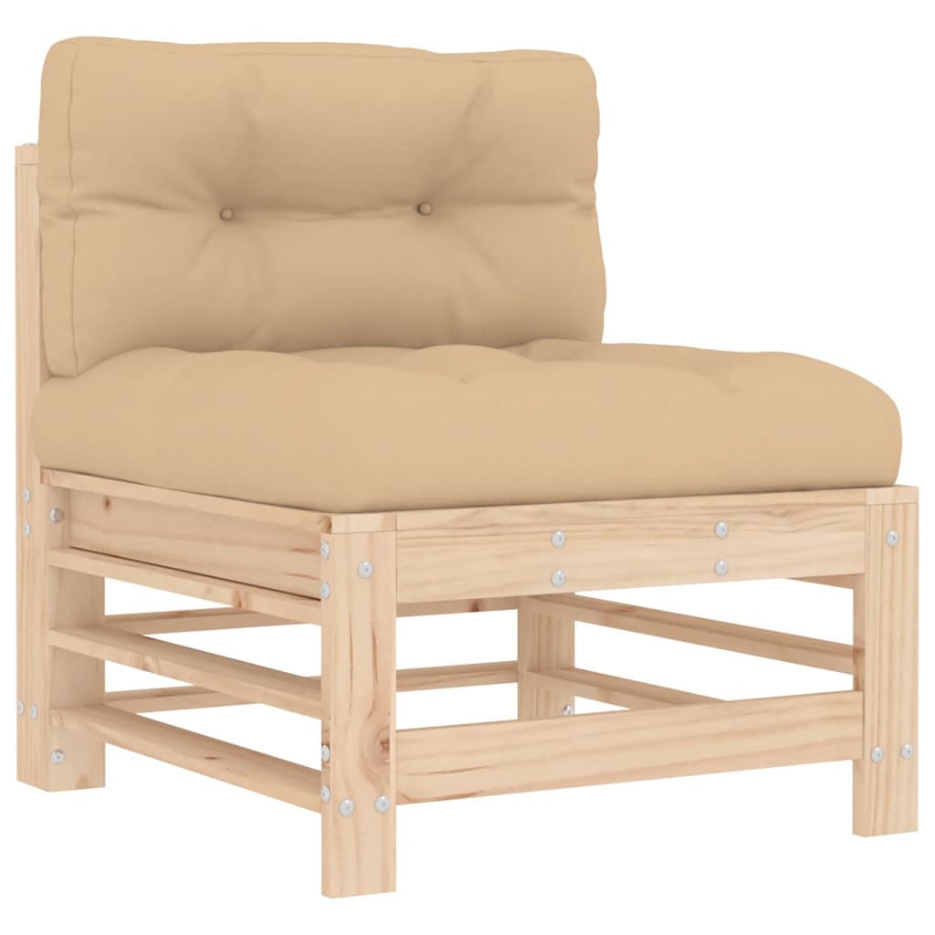 Salon de jardin 10 pièces avec coussins en bois massif