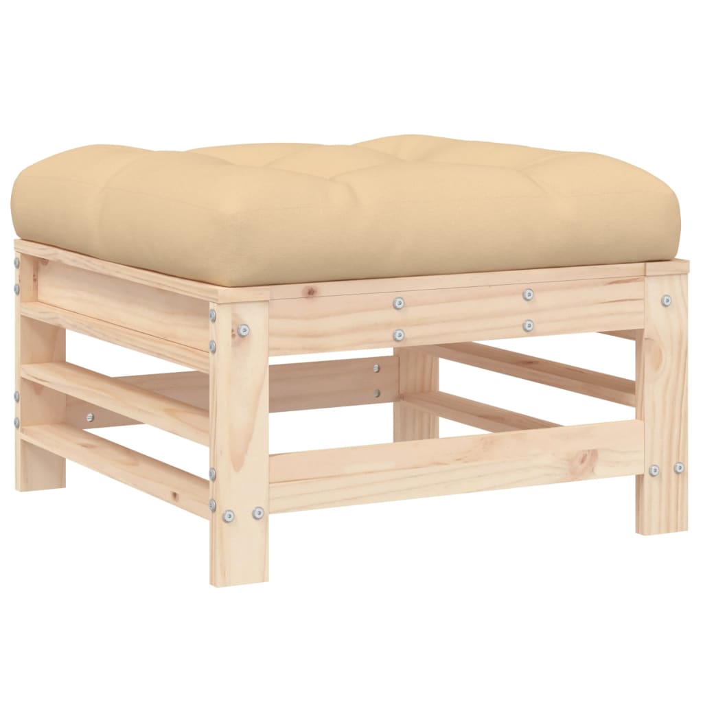 Salon de jardin 10 pièces avec coussins en bois massif