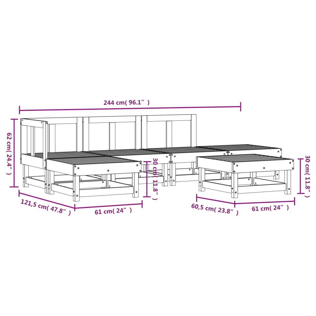 6-tlg. Garten-Lounge-Set Massivholz Douglasie