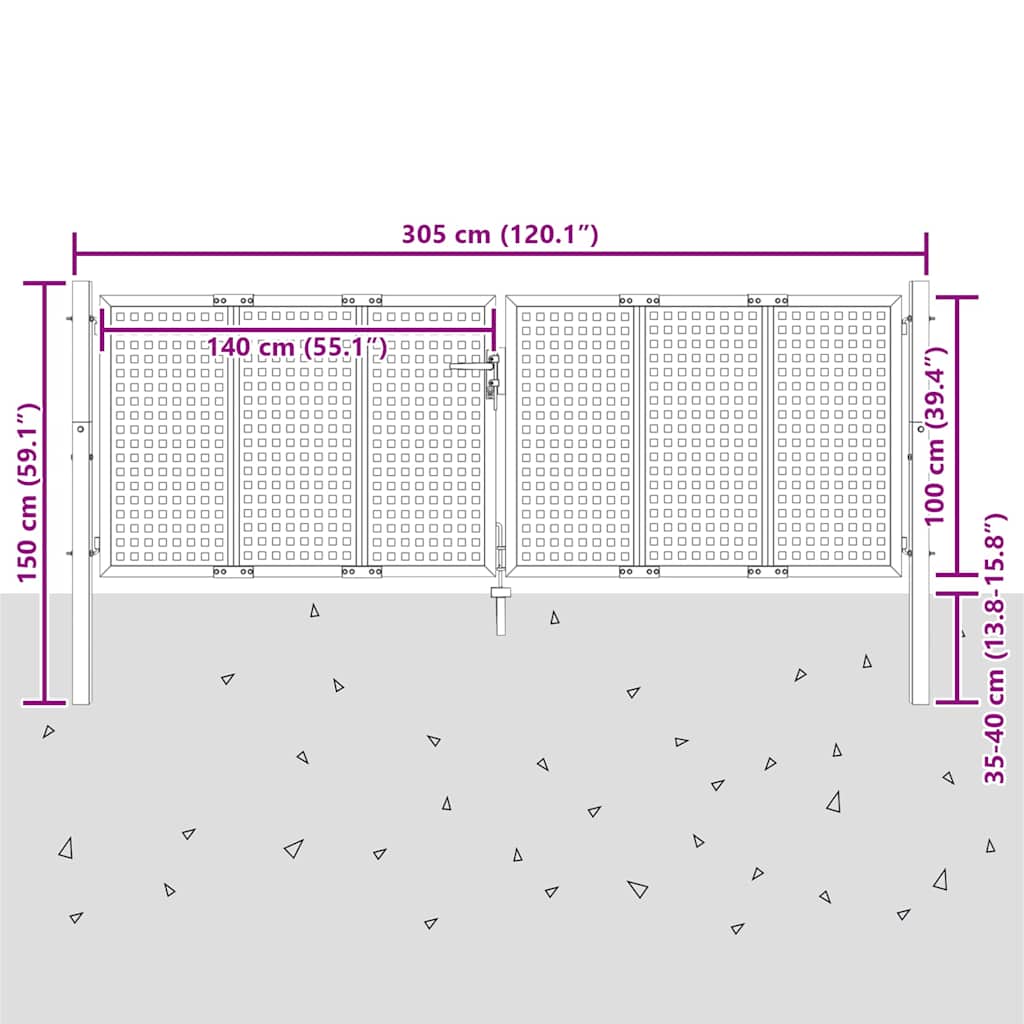 Gartentor Anthrazit 300x100 cm Stahl