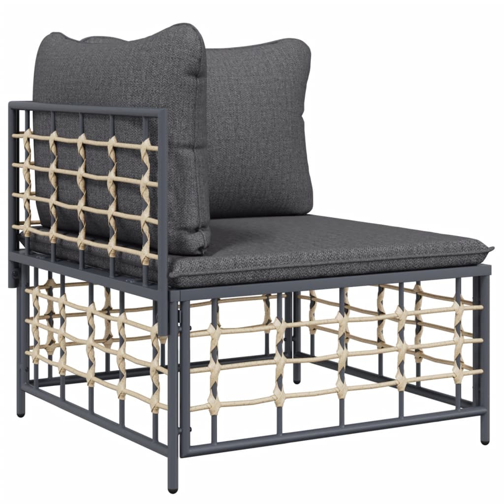 Salon de jardin 10 pièces avec coussins, anthracite, polyrotin