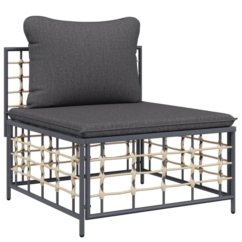 Salon de jardin 10 pièces avec coussins, anthracite, polyrotin