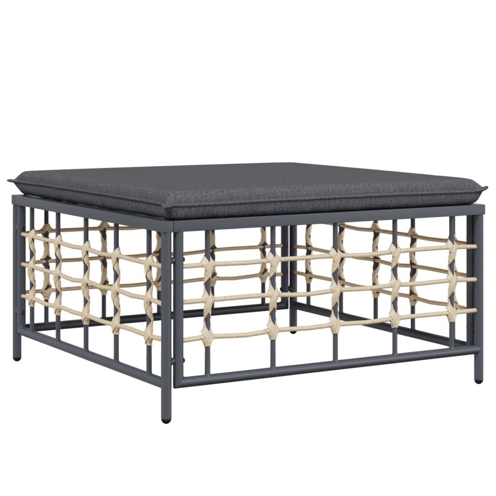Salon de jardin 10 pièces avec coussins, anthracite, polyrotin