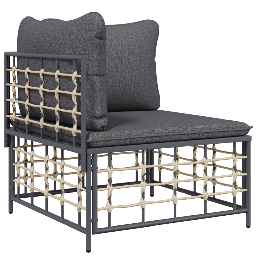 Salon de jardin 10 pièces avec coussins, anthracite, polyrotin