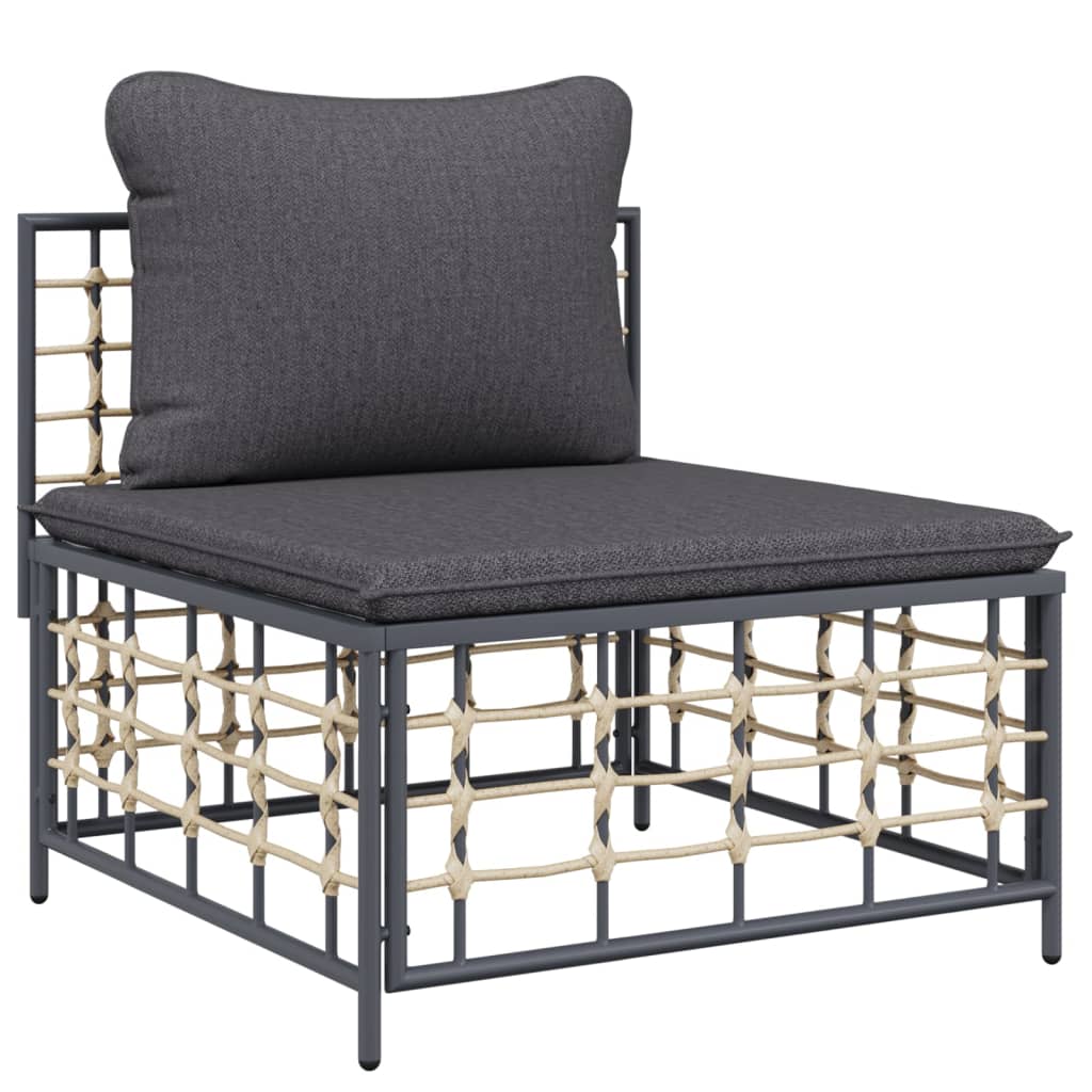 Salon de jardin 10 pièces avec coussins, anthracite, polyrotin