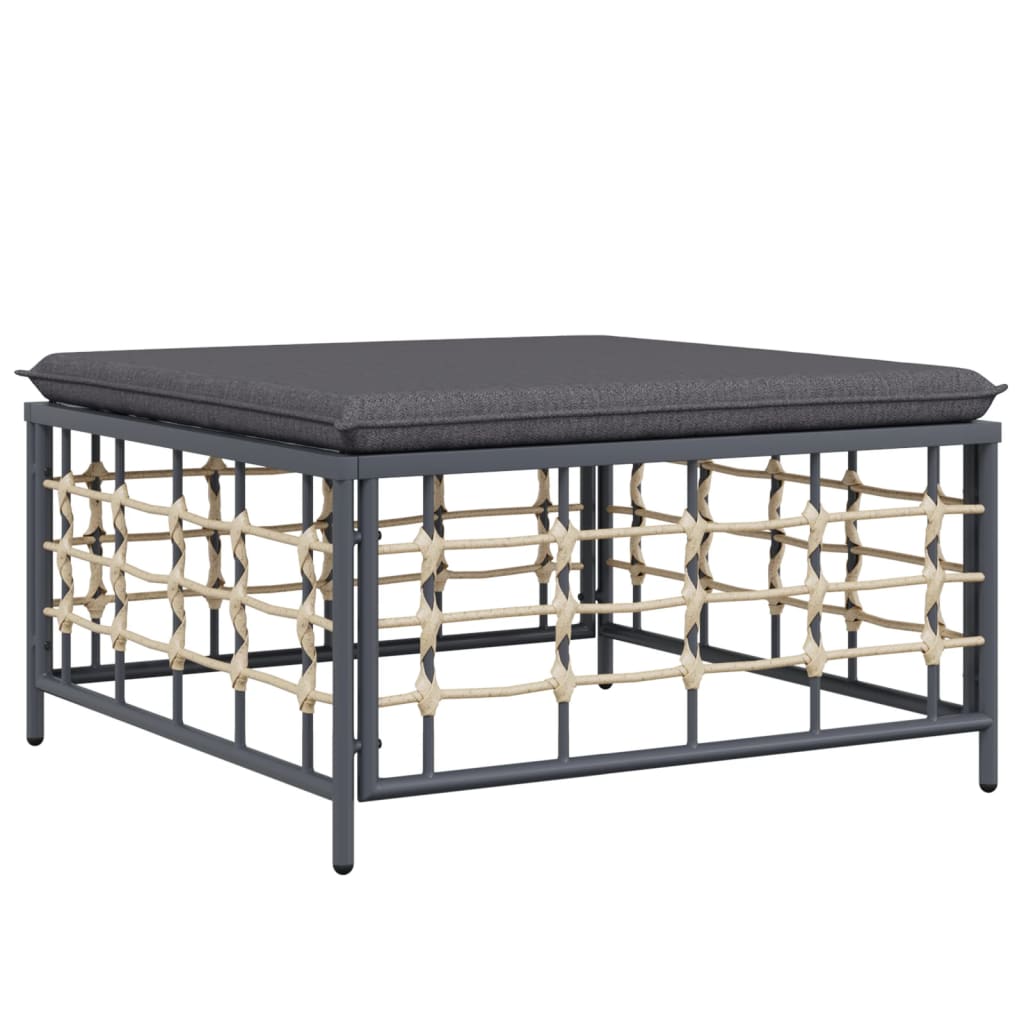 Salon de jardin 10 pièces avec coussins, anthracite, polyrotin