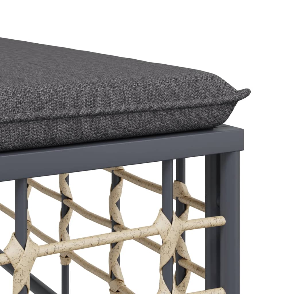 Salon de jardin 10 pièces avec coussins, anthracite, polyrotin