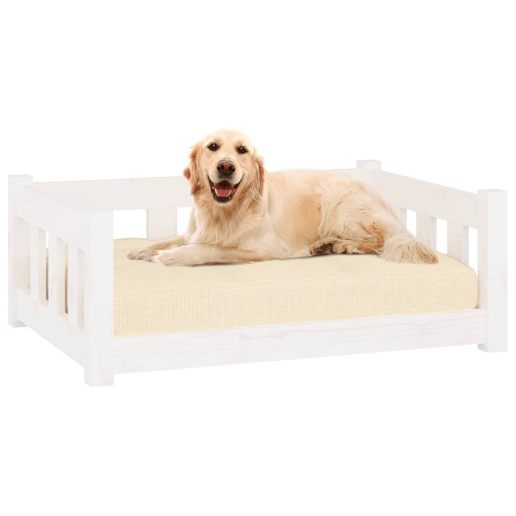 Dog Bed White 75.5x55.5x28 cm Solid Pine Wood