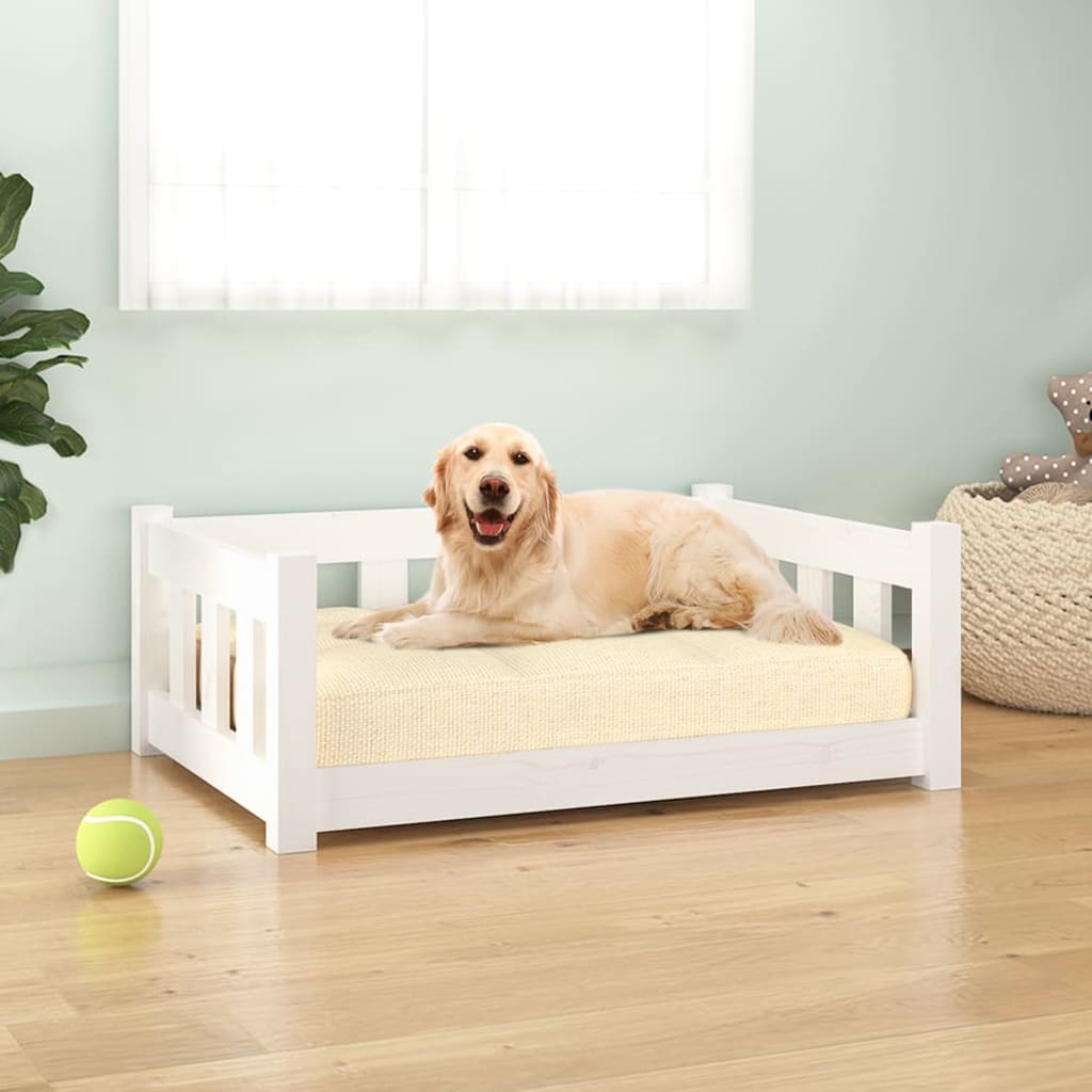 Dog Bed White 75.5x55.5x28 cm Solid Pine Wood