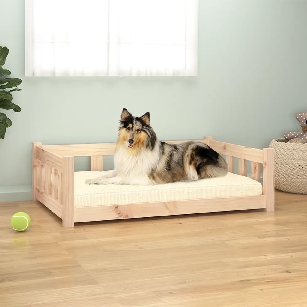 Lit pour chien 95,5x65,5x28 cm en bois de pin massif