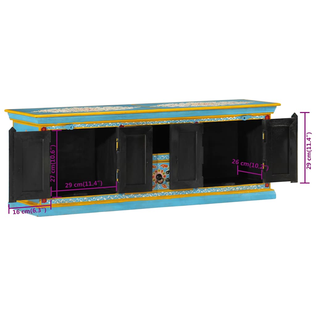 TV-Schrank Blau 110x30x40 cm Massivholz Mango