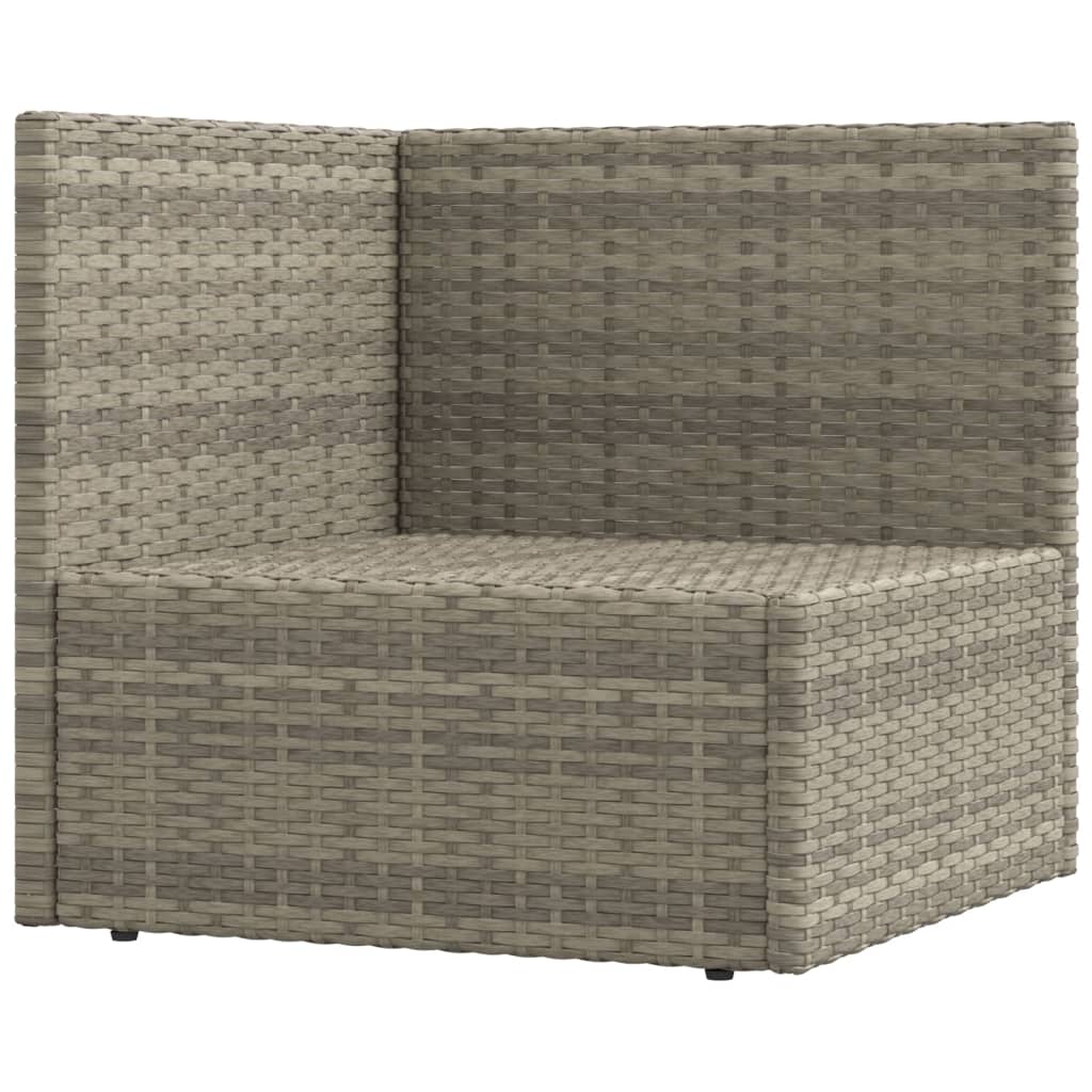 10-tlg. Garten-Lounge-Set mit Kissen Grau Poly Rattan