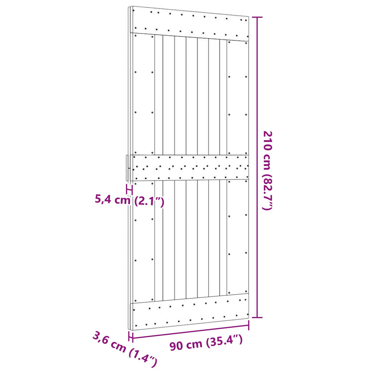 Schlichte Tür NARVIK 90x210 cm Massivkiefer (Unbehandelt) Natur