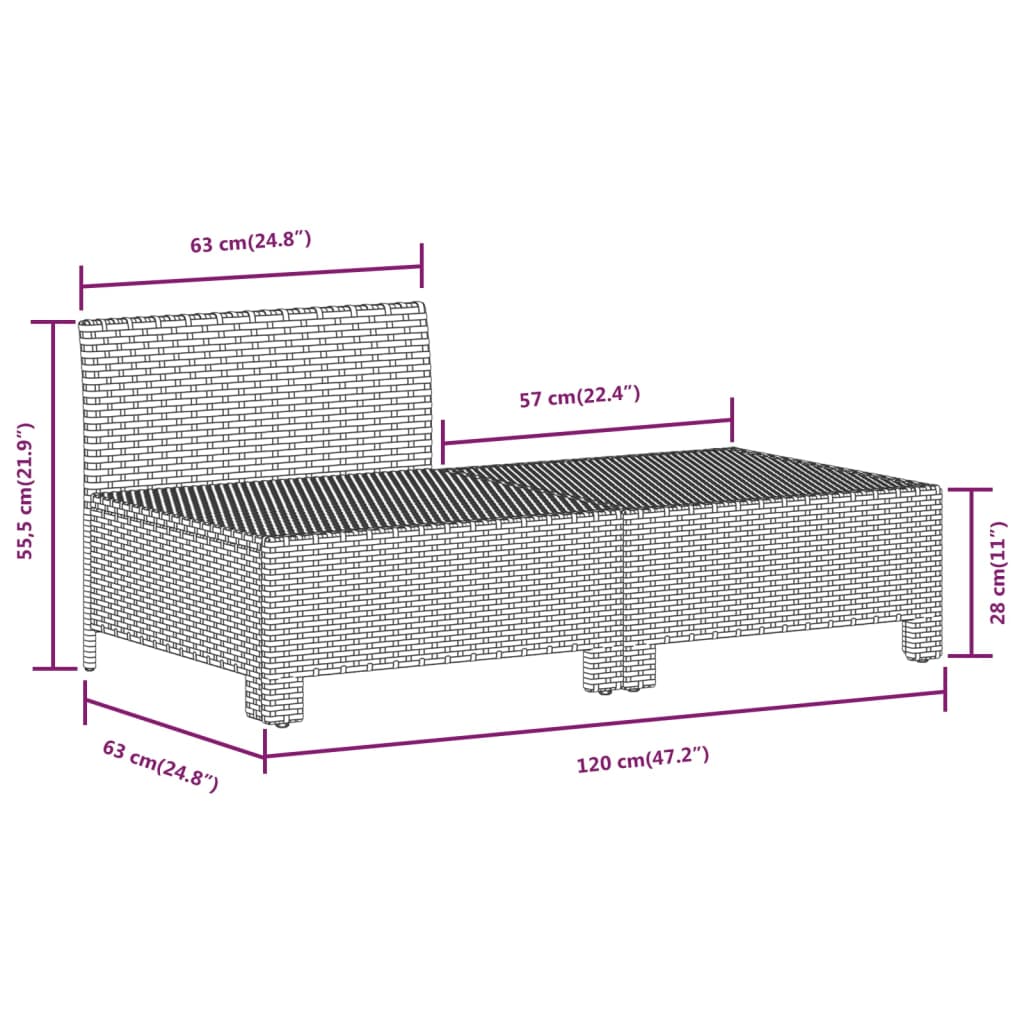8-tlg. Garten-Lounge-Set mit Kissen Grau Poly Rattan