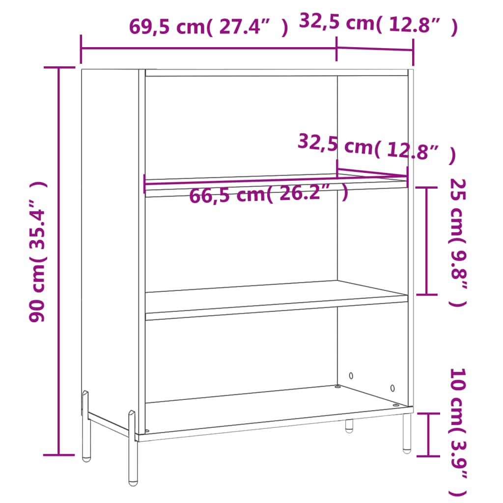 Armoire étagère noire 69,5x32,5x90 cm en bois